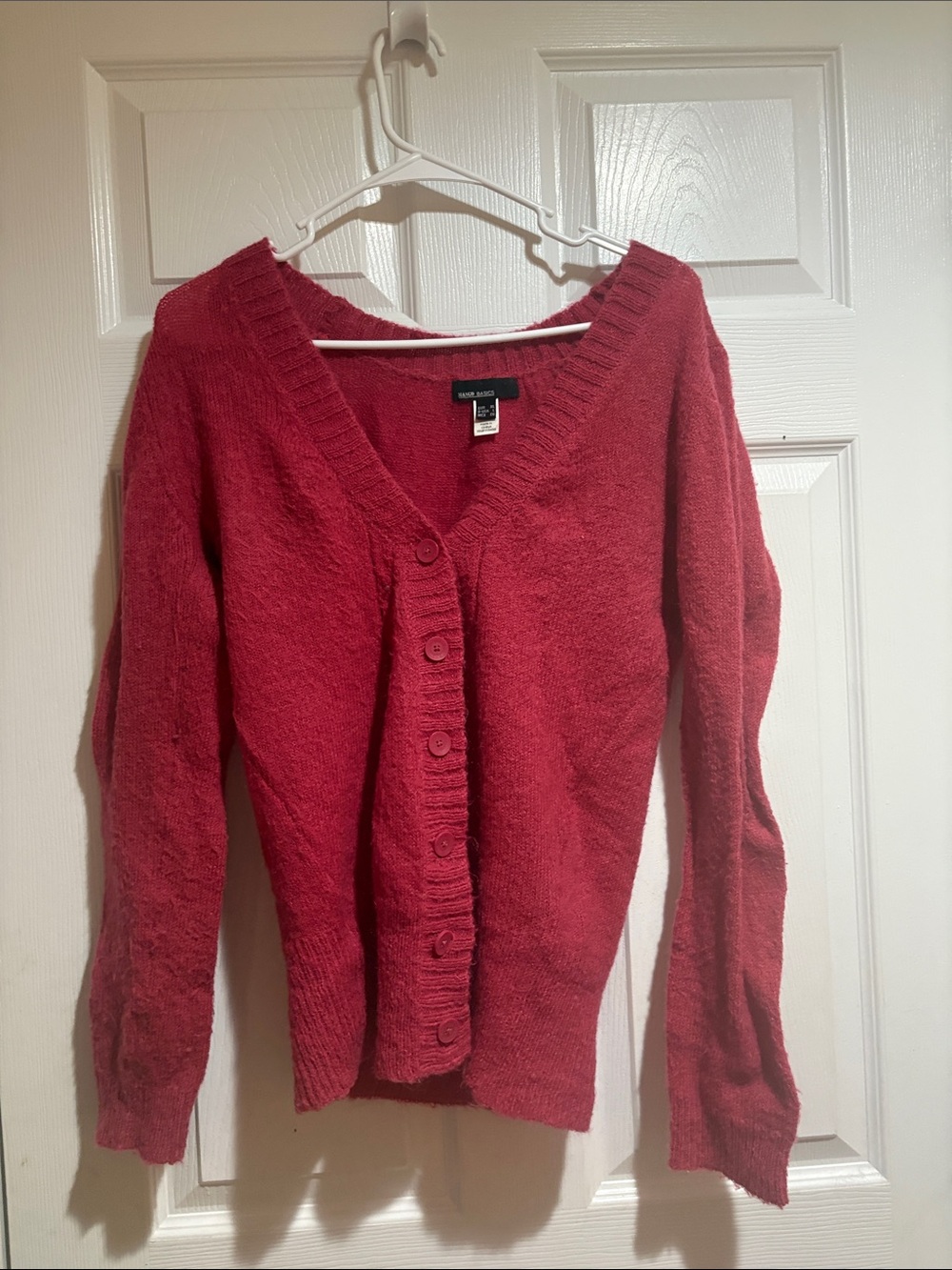 Worthington Raspberry Button-Front V-Neck Cardigan